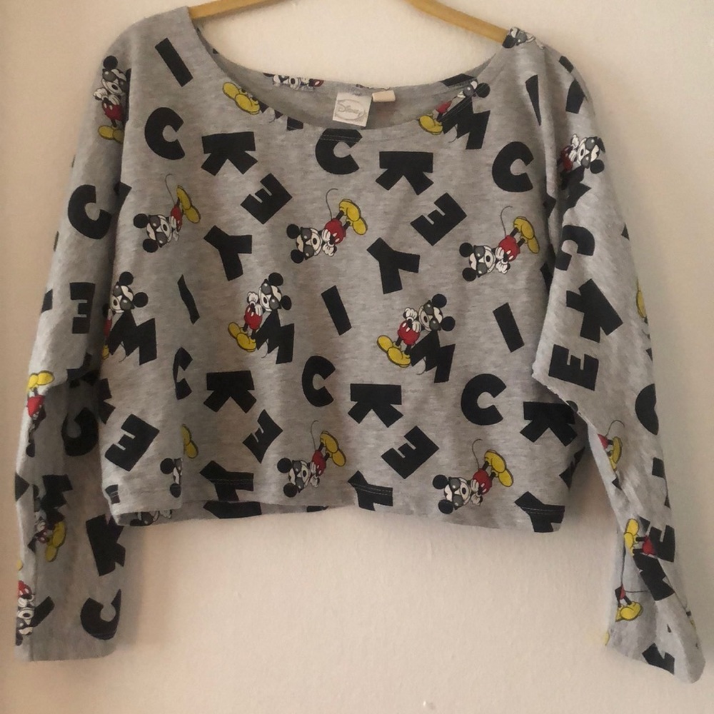 Forever 21 Disney Mickey Mouse Long Sleeve Crop Top
